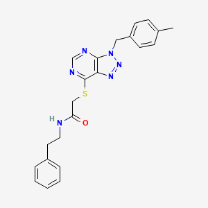 molecular formula C22H22N6OS B2914956 2-((3-(4-methylbenzyl)-3H-[1,2,3]triazolo[4,5-d]pyrimidin-7-yl)thio)-N-phenethylacetamide CAS No. 896678-16-3