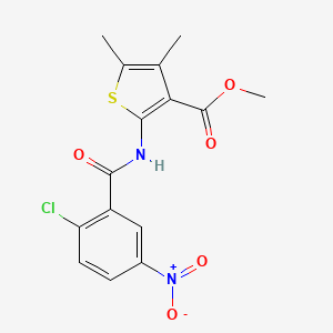 molecular formula C15H13ClN2O5S B2914968 Methyl 2-(2-chloro-5-nitrobenzamido)-4,5-dimethylthiophene-3-carboxylate CAS No. 403715-29-7
