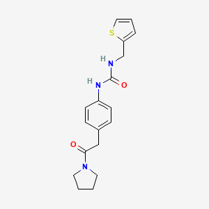 molecular formula C18H21N3O2S B2914992 1-(4-(2-Oxo-2-(pyrrolidin-1-yl)ethyl)phenyl)-3-(thiophen-2-ylmethyl)urea CAS No. 1207042-70-3