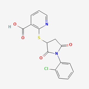 2-((1-(2-Chlorophenyl)-2,5-dioxopyrrolidin-3-yl)thio)nicotinic acid