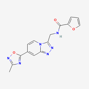 molecular formula C15H12N6O3 B2915009 N-{[7-(3-methyl-1,2,4-oxadiazol-5-yl)[1,2,4]triazolo[4,3-a]pyridin-3-yl]methyl}-2-furamide CAS No. 1775519-15-7