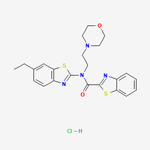 molecular formula C23H25ClN4O2S2 B2915018 N-(6-乙基苯并[d]噻唑-2-基)-N-(2-吗啉乙基)苯并[d]噻唑-2-甲酰胺盐酸盐 CAS No. 1216393-05-3