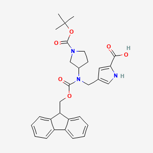 molecular formula C30H33N3O6 B2915020 4-[[9H-Fluoren-9-ylmethoxycarbonyl-[1-[(2-methylpropan-2-yl)oxycarbonyl]pyrrolidin-3-yl]amino]methyl]-1H-pyrrole-2-carboxylic acid CAS No. 2137548-68-4