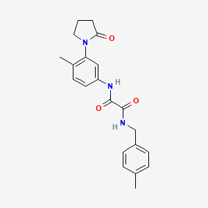 molecular formula C21H23N3O3 B2915021 N1-(4-甲基-3-(2-氧代吡咯烷-1-基)苯基)-N2-(4-甲基苄基)草酰胺 CAS No. 941890-53-5