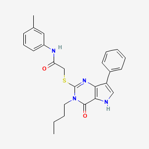 molecular formula C25H26N4O2S B2915023 2-[(3-丁基-4-氧代-7-苯基-4,5-二氢-3H-吡咯并[3,2-d]嘧啶-2-基)硫代基]-N-(3-甲苯基)乙酰胺 CAS No. 1260993-02-9