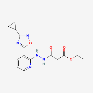 ethyl 2-{N'-[3-(3-cyclopropyl-1,2,4-oxadiazol-5-yl)pyridin-2-yl]hydrazinecarbonyl}acetate