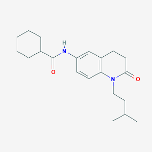 molecular formula C21H30N2O2 B2915027 N-(1-isopentyl-2-oxo-1,2,3,4-tetrahydroquinolin-6-yl)cyclohexanecarboxamide CAS No. 941906-03-2