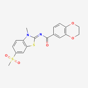 N-(3-methyl-6-methylsulfonyl-1,3-benzothiazol-2-ylidene)-2,3-dihydro-1,4-benzodioxin-6-carboxamide