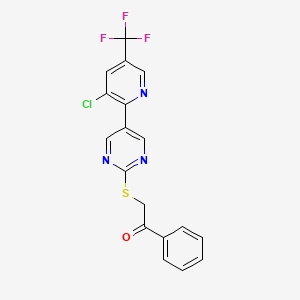 2-({5-[3-Chloro-5-(trifluoromethyl)-2-pyridinyl]-2-pyrimidinyl}sulfanyl)-1-phenyl-1-ethanone