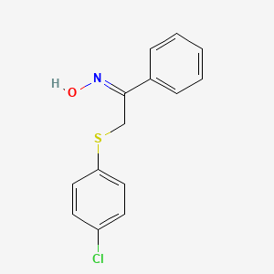 molecular formula C14H12ClNOS B2915043 2-[(4-Chlorophenyl)sulfanyl]-1-phenyl-1-ethanone oxime CAS No. 187672-07-7