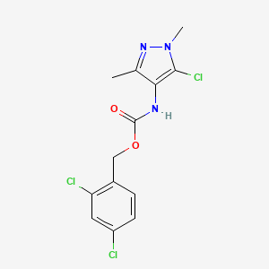 molecular formula C13H12Cl3N3O2 B2915045 2,4-dichlorobenzyl N-(5-chloro-1,3-dimethyl-1H-pyrazol-4-yl)carbamate CAS No. 956755-44-5