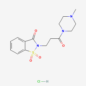 molecular formula C15H20ClN3O4S B2915046 2-(3-(4-methylpiperazin-1-yl)-3-oxopropyl)benzo[d]isothiazol-3(2H)-one 1,1-dioxide hydrochloride CAS No. 1177615-16-5