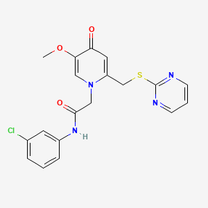 molecular formula C19H17ClN4O3S B2915049 N-(3-chlorophenyl)-2-(5-methoxy-4-oxo-2-((pyrimidin-2-ylthio)methyl)pyridin-1(4H)-yl)acetamide CAS No. 1005302-62-4