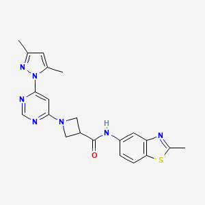 molecular formula C21H21N7OS B2915051 1-(6-(3,5-二甲基-1H-吡唑-1-基)嘧啶-4-基)-N-(2-甲基苯并[d]噻唑-5-基)氮杂环丁-3-甲酰胺 CAS No. 2034582-64-2