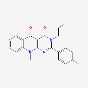 molecular formula C22H21N3O2 B2915055 10-methyl-3-propyl-2-(p-tolyl)pyrimido[4,5-b]quinoline-4,5(3H,10H)-dione CAS No. 883961-14-6