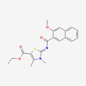 molecular formula C20H20N2O4S B2915058 ethyl (2Z)-2-[(3-methoxynaphthalene-2-carbonyl)imino]-3,4-dimethyl-2,3-dihydro-1,3-thiazole-5-carboxylate CAS No. 476643-60-4