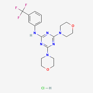 molecular formula C18H22ClF3N6O2 B2915066 4,6-dimorpholino-N-(3-(trifluoromethyl)phenyl)-1,3,5-triazin-2-amine hydrochloride CAS No. 1179467-94-7