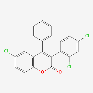 molecular formula C21H11Cl3O2 B2915087 6-Chloro-3-(2,4-dichlorophenyl)-4-phenylchromen-2-one CAS No. 263364-93-8
