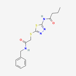 molecular formula C15H18N4O2S2 B2915098 N-[5-[2-(苄氨基)-2-氧代乙基]硫代-1,3,4-噻二唑-2-基]丁酰胺 CAS No. 626214-63-9