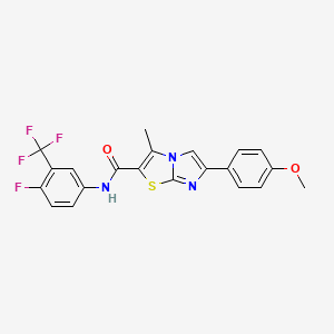 N-[4-fluoro-3-(trifluoromethyl)phenyl]-6-(4-methoxyphenyl)-3-methylimidazo[2,1-b][1,3]thiazole-2-carboxamide