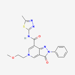 molecular formula C19H18N6O3S B2915104 5-(2-methoxyethyl)-N-(5-methyl-1,3,4-thiadiazol-2-yl)-3-oxo-2-phenyl-3,5-dihydro-2H-pyrazolo[4,3-c]pyridine-7-carboxamide CAS No. 921834-83-5