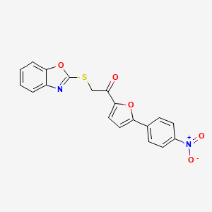 molecular formula C19H12N2O5S B2915109 2-(1,3-Benzoxazol-2-ylsulfanyl)-1-[5-(4-nitrophenyl)furan-2-yl]ethanone CAS No. 874464-11-6