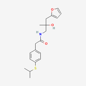 molecular formula C19H25NO3S B2915112 N-(3-(furan-2-yl)-2-hydroxy-2-methylpropyl)-2-(4-(isopropylthio)phenyl)acetamide CAS No. 1798621-30-3