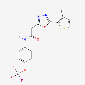 molecular formula C16H12F3N3O3S B2915117 4-{4-[(cyclopropylcarbonyl)amino]-3-methyl-1H-pyrazol-1-yl}-N-(pyridin-2-ylmethyl)benzamide CAS No. 1251671-31-4
