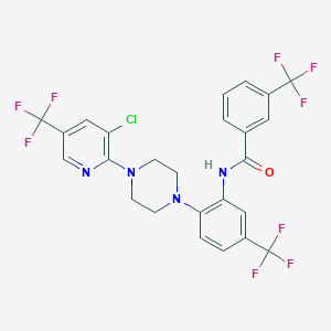 molecular formula C25H18ClF9N4O B2915176 N-[2-{4-[3-氯-5-(三氟甲基)-2-吡啶基]哌嗪基}-5-(三氟甲基)苯基]-3-(三氟甲基)苯甲酰胺 CAS No. 478262-08-7