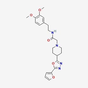 molecular formula C23H28N4O5 B2915186 N-(3,4-二甲氧基苯乙基)-2-(4-(5-(呋喃-2-基)-1,3,4-恶二唑-2-基)哌啶-1-基)乙酰胺 CAS No. 1251544-99-6