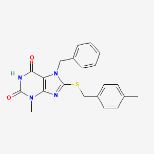 molecular formula C21H20N4O2S B2915205 7-苄基-3-甲基-8-((4-甲基苄基)硫代)-1H-嘌呤-2,6(3H,7H)-二酮 CAS No. 378210-36-7
