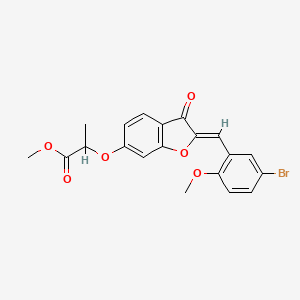molecular formula C20H17BrO6 B2915209 (Z)-methyl 2-((2-(5-bromo-2-methoxybenzylidene)-3-oxo-2,3-dihydrobenzofuran-6-yl)oxy)propanoate CAS No. 620546-30-7