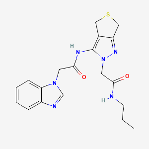 molecular formula C19H22N6O2S B2915211 2-(3-(2-(1H-苯并[d]咪唑-1-基)乙酰氨基)-4,6-二氢-2H-噻吩并[3,4-c]吡唑-2-基)-N-丙基乙酰胺 CAS No. 1105246-86-3