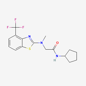molecular formula C16H18F3N3OS B2915219 N-cyclopentyl-2-(methyl(4-(trifluoromethyl)benzo[d]thiazol-2-yl)amino)acetamide CAS No. 1396680-29-7
