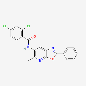 molecular formula C20H13Cl2N3O2 B2915222 2,4-dichloro-N-(5-methyl-2-phenyloxazolo[5,4-b]pyridin-6-yl)benzamide CAS No. 2034317-96-7
