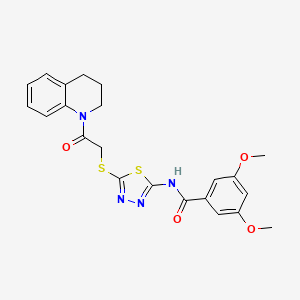 molecular formula C22H22N4O4S2 B2915225 N-(5-((2-(3,4-二氢喹啉-1(2H)-基)-2-氧代乙基)硫代)-1,3,4-噻二唑-2-基)-3,5-二甲氧基苯甲酰胺 CAS No. 392300-45-7
