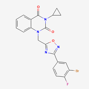 molecular formula C20H14BrFN4O3 B2915243 1-((3-(3-bromo-4-fluorophenyl)-1,2,4-oxadiazol-5-yl)methyl)-3-cyclopropylquinazoline-2,4(1H,3H)-dione CAS No. 2194907-39-4