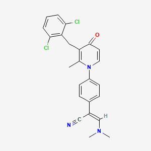 (Z)-2-[4-[3-[(2,6-dichlorophenyl)methyl]-2-methyl-4-oxopyridin-1-yl]phenyl]-3-(dimethylamino)prop-2-enenitrile