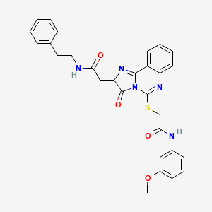 molecular formula C29H27N5O4S B2915257 N-(3-methoxyphenyl)-2-((3-oxo-2-(2-oxo-2-(phenethylamino)ethyl)-2,3-dihydroimidazo[1,2-c]quinazolin-5-yl)thio)acetamide CAS No. 959499-02-6