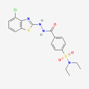 molecular formula C18H19ClN4O3S2 B2915259 4-(2-(4-氯苯并[d]噻唑-2-基)肼羰基)-N,N-二乙基苯磺酰胺 CAS No. 851979-06-1