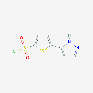 molecular formula C7H5ClN2O2S2 B2915283 5-(1H-pyrazol-5-yl)thiophene-2-sulfonyl chloride CAS No. 1030288-73-3