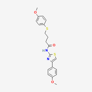 molecular formula C21H22N2O3S2 B2915286 N-(4-(4-甲氧基苯基)噻唑-2-基)-4-((4-甲氧基苯基)硫代)丁酰胺 CAS No. 922933-07-1