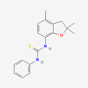 molecular formula C18H20N2OS B2915293 N-苯基-N'-(2,2,4-三甲基-2,3-二氢-1-苯并呋喃-7-基)硫脲 CAS No. 866150-34-7