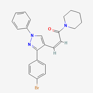 molecular formula C23H22BrN3O B2915294 (Z)-3-[3-(4-溴苯基)-1-苯基吡唑-4-基]-1-哌啶-1-基丙-2-烯-1-酮 CAS No. 1322030-84-1