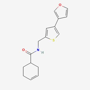 molecular formula C16H17NO2S B2915298 N-[[4-(Furan-3-yl)thiophen-2-yl]methyl]cyclohex-3-ene-1-carboxamide CAS No. 2379998-11-3