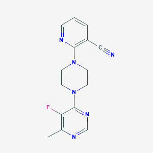 molecular formula C15H15FN6 B2915301 2-[4-(5-氟-6-甲基嘧啶-4-基)哌嗪-1-基]吡啶-3-甲腈 CAS No. 2380141-04-6
