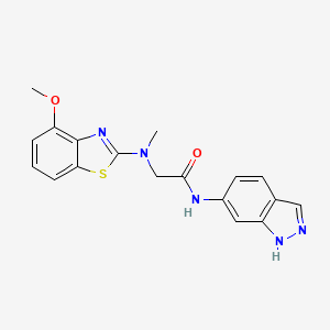 molecular formula C18H17N5O2S B2915302 N-(1H-吲唑-6-基)-2-((4-甲氧基苯并[d]噻唑-2-基)(甲基)氨基)乙酰胺 CAS No. 1421452-31-4
