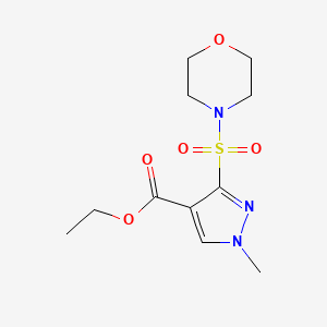 molecular formula C11H17N3O5S B2915306 ethyl 1-methyl-3-(morpholin-4-ylsulfonyl)-1H-pyrazole-4-carboxylate CAS No. 1261019-81-1