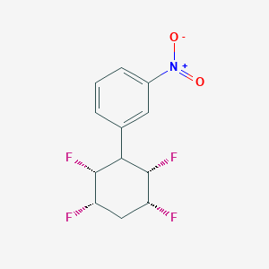 molecular formula C12H11F4NO2 B2915311 Benzene, 1-nitro-3-[(2S,3R,5S,6R)-2,3,5,6-tetrafluorocyclohexyl]-, rel- CAS No. 1609663-40-2