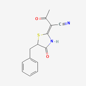 (2Z)-2-(5-benzyl-4-oxo-1,3-thiazolidin-2-ylidene)-3-oxobutanenitrile